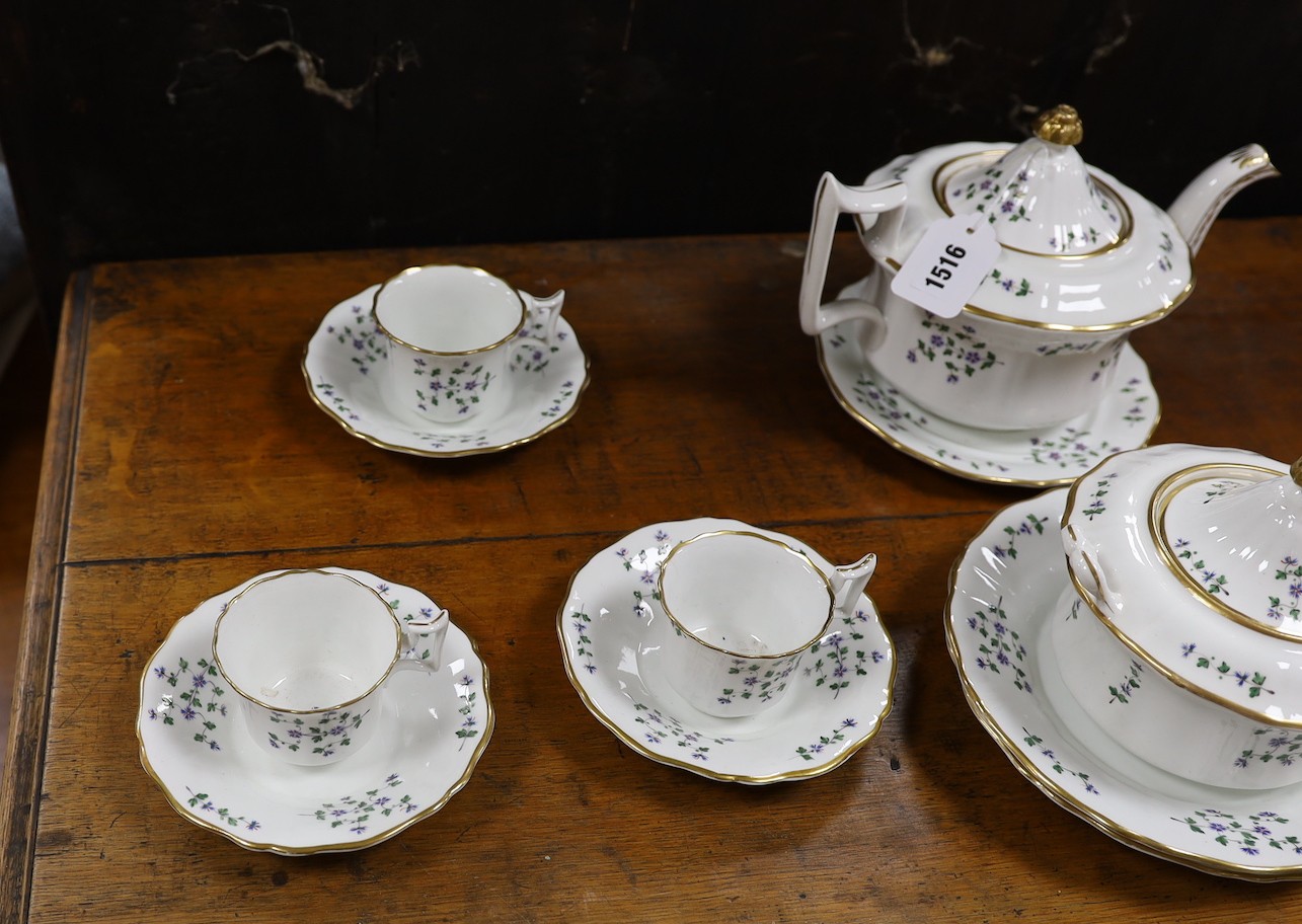 A 19th century Paris porcelain 'Chantilly Flowers' part tea and coffee set